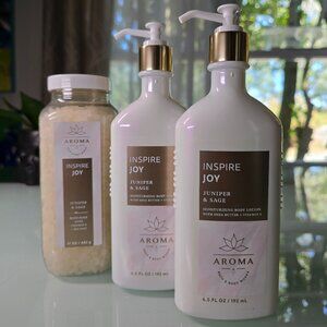 Bath & Body Works- Inspire Joy- Juniper and Sage Lotion (2) and Bath Soak